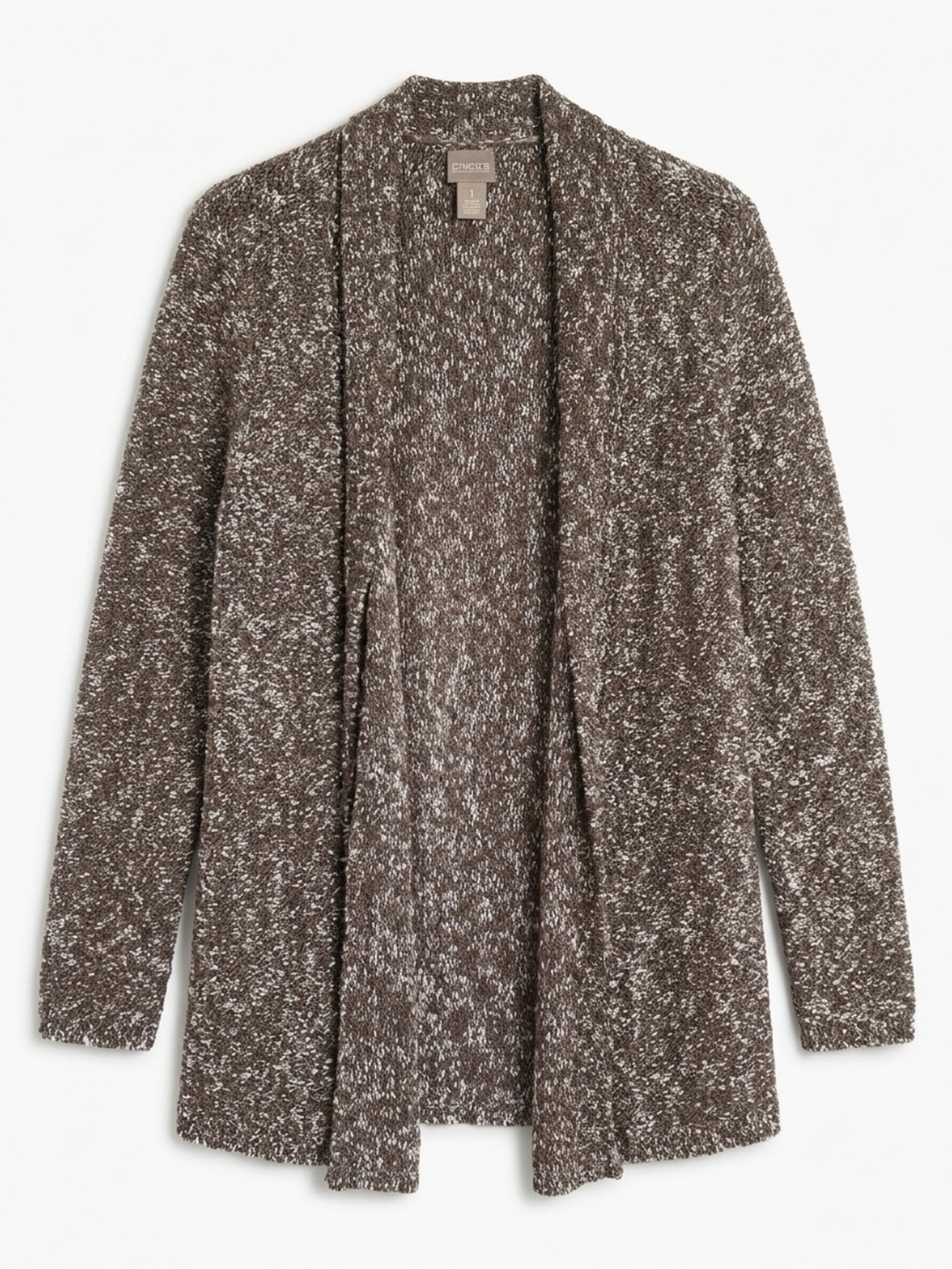 Chico's Brown & Cream Marled Open Cardigan
